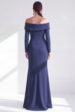 Off The Shoulder Mermaid Maxi Black Tie Dress With Long Sleeves