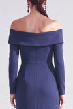 Off The Shoulder Mermaid Maxi Black Tie Dress With Long Sleeves