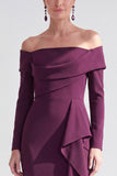 Off The Shoulder Mermaid Maxi Black Tie Dress With Long Sleeves
