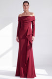 Off The Shoulder Mermaid Maxi Black Tie Dress With Long Sleeves