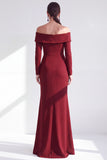 Off The Shoulder Mermaid Maxi Black Tie Dress With Long Sleeves