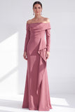 Off The Shoulder Mermaid Maxi Black Tie Dress With Long Sleeves