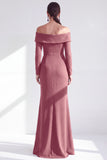 Off The Shoulder Mermaid Maxi Black Tie Dress With Long Sleeves