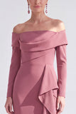 Off The Shoulder Mermaid Maxi Black Tie Dress With Long Sleeves