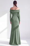 Off The Shoulder Mermaid Maxi Black Tie Dress With Long Sleeves