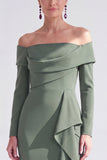 Off The Shoulder Mermaid Maxi Black Tie Dress With Long Sleeves