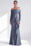 Off The Shoulder Mermaid Maxi Black Tie Dress With Long Sleeves