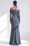 Off The Shoulder Mermaid Maxi Black Tie Dress With Long Sleeves