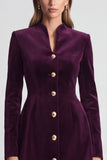 A Line High Neck Purple Velvet Mini Work Dress