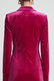 Peak Lapel Bodycon Pink Velvet Mini Work Dress