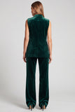 Dark Green 2 Piece Peak Lapel Single-Breasted Velvet Business Suits