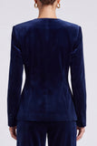 Navy 2 Piece Shawl Lapel Single Breasted Women Suits