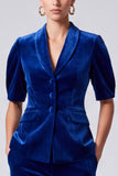 2 Piece Royal Blue Shawl Lapel Velvet Single Breasted Women Suits