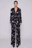 Floral Black Notch Lapel Single Breasted 2 Piece Women Suits