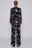 Floral Black Notch Lapel Single Breasted 2 Piece Women Suits