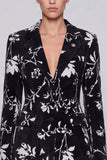 Floral Black Notch Lapel Single Breasted 2 Piece Women Suits