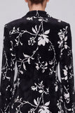 Floral Black Notch Lapel Single Breasted 2 Piece Women Suits