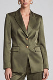 Olive 2 Piece Peak Lapel Single Breasted Women Suits
