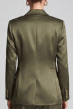 Olive 2 Piece Peak Lapel Single Breasted Women Suits