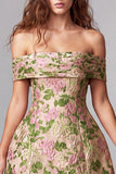 Off The Shoulder Champagne Floral A Line Mini Homecoming Dress