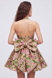 Halter Floral A Line Champagne Mini Homecoming Dress