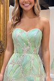 Mint Green Strapless Sparkly A Line Mini Homecoming Dress