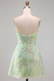Mint Green Strapless Sparkly A Line Mini Homecoming Dress