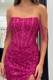 Corset Off The Shoulder Bodycon Sparkly Pink Mini Homecoming Dress