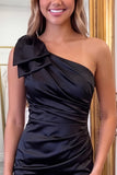One Shoulder Bodycon Red Mini Homecoming Dress With Bow