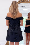 Off The Shoulder Light Pink A Line Mini Homecoming Dress With 3D Flowers
