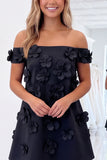 Off The Shoulder Light Pink A Line Mini Homecoming Dress With 3D Flowers