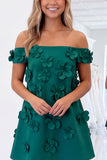 Off The Shoulder Light Pink A Line Mini Homecoming Dress With 3D Flowers