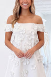 Off The Shoulder Light Pink A Line Mini Homecoming Dress With 3D Flowers