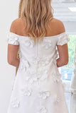 Off The Shoulder Light Pink A Line Mini Homecoming Dress With 3D Flowers