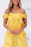 Off The Shoulder Light Pink A Line Mini Homecoming Dress With 3D Flowers