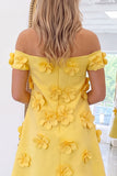 Off The Shoulder Light Pink A Line Mini Homecoming Dress With 3D Flowers