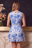 A Line Orange Floral Round Neck Mini Homecoming Dress