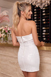 Strapless Sequin Bodycon Pink Mini Homecoming Dress