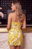 Strapless Fuchsia Appliqued Bodycon Mini Homecoming Dress