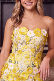 Strapless Fuchsia Appliqued Bodycon Mini Homecoming Dress