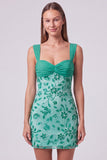Sequin Bodycon Pink Floral Mini Homecoming Dress