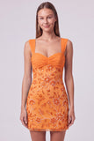 Sequin Bodycon Pink Floral Mini Homecoming Dress