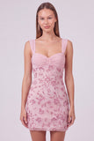 Sequin Bodycon Pink Floral Mini Homecoming Dress