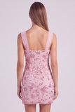 Sequin Bodycon Pink Floral Mini Homecoming Dress