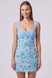 Sequin Bodycon Pink Floral Mini Homecoming Dress