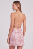 Blue Bodycon Sequin Spaghetti Straps Mini Homecoming Dress