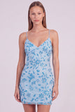 Blue Bodycon Sequin Spaghetti Straps Mini Homecoming Dress