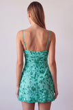 Floral Blue Bodycon Sequin Mini Homecoming Dress