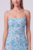 Floral Blue Bodycon Sequin Mini Homecoming Dress
