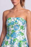 Strapless A Line Blue Floral Mini Homecoming Dress